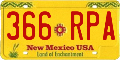NM license plate 366RPA