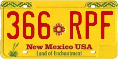 NM license plate 366RPF