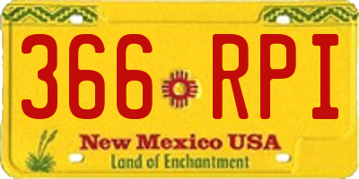 NM license plate 366RPI
