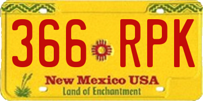 NM license plate 366RPK