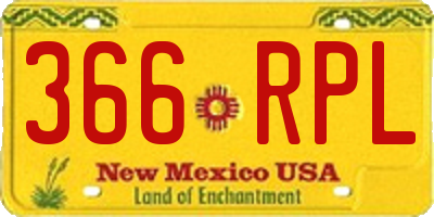 NM license plate 366RPL