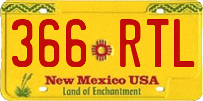 NM license plate 366RTL