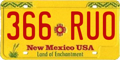 NM license plate 366RUO