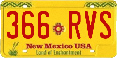 NM license plate 366RVS