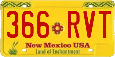 NM license plate 366RVT