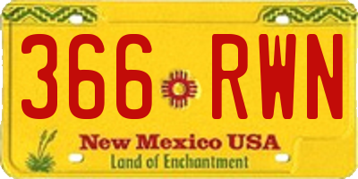 NM license plate 366RWN
