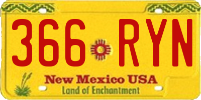 NM license plate 366RYN