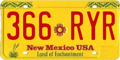 NM license plate 366RYR