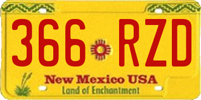 NM license plate 366RZD