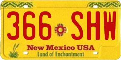 NM license plate 366SHW