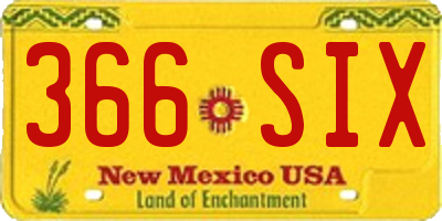 NM license plate 366SIX
