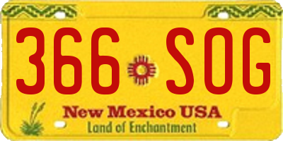 NM license plate 366SOG