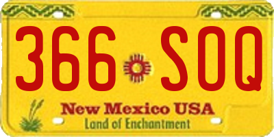 NM license plate 366SOQ
