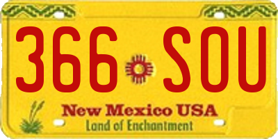 NM license plate 366SOU