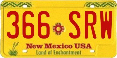 NM license plate 366SRW
