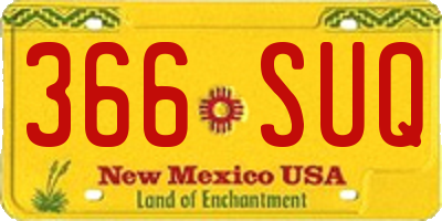 NM license plate 366SUQ
