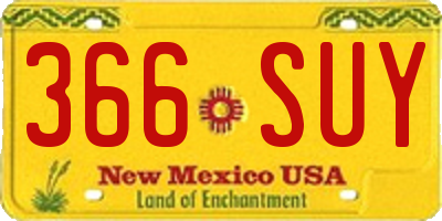 NM license plate 366SUY