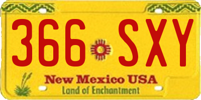 NM license plate 366SXY