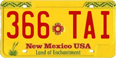 NM license plate 366TAI