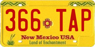 NM license plate 366TAP
