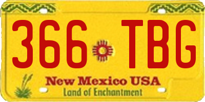 NM license plate 366TBG