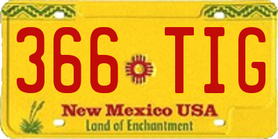 NM license plate 366TIG