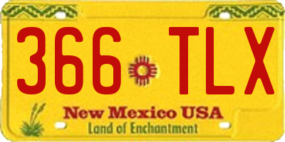 NM license plate 366TLX