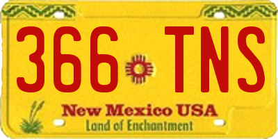 NM license plate 366TNS