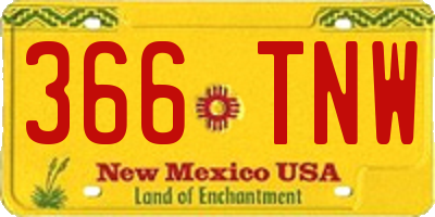 NM license plate 366TNW