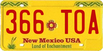 NM license plate 366TOA