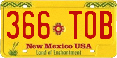 NM license plate 366TOB
