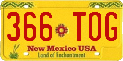 NM license plate 366TOG