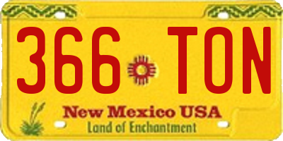 NM license plate 366TON