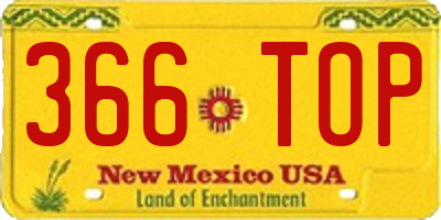 NM license plate 366TOP