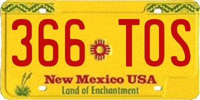 NM license plate 366TOS