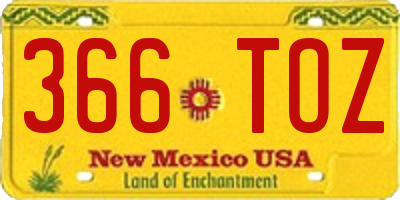 NM license plate 366TOZ