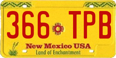 NM license plate 366TPB