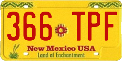NM license plate 366TPF