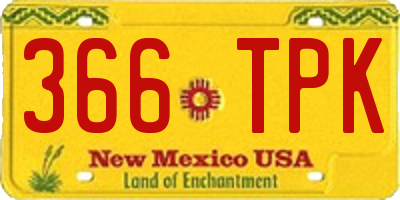 NM license plate 366TPK