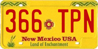NM license plate 366TPN