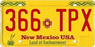 NM license plate 366TPX