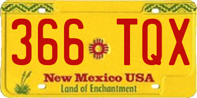 NM license plate 366TQX