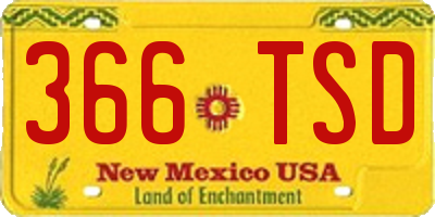 NM license plate 366TSD
