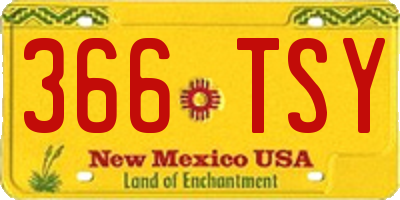 NM license plate 366TSY