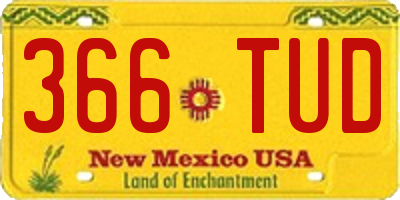 NM license plate 366TUD