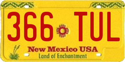 NM license plate 366TUL