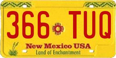 NM license plate 366TUQ