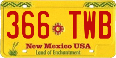 NM license plate 366TWB