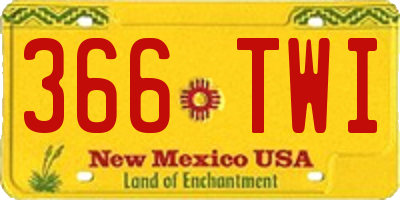 NM license plate 366TWI