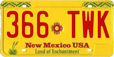NM license plate 366TWK
